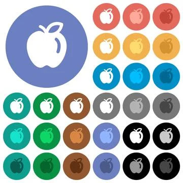 Apple solid round flat multi colored icons Stock Illustration