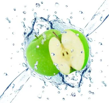 Apple splash water Stock Photos