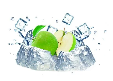 Apple splash water Stock Photos