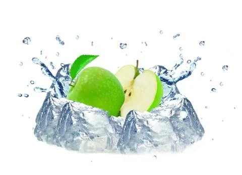Apple splash water Stock Photos
