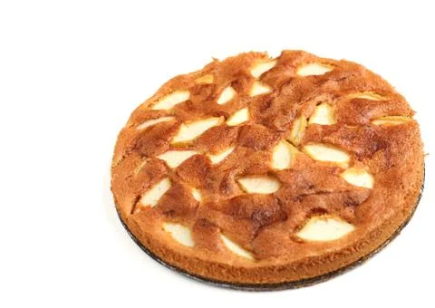 Apple sponge cake. Top view Stock Photos