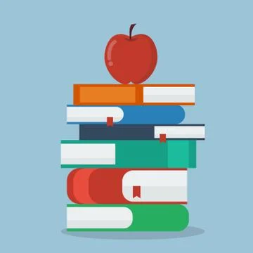 Apple on Stack of books 스톡 일러스트