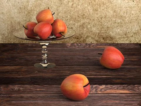 Apple still life 3d rendering Stock Illustration