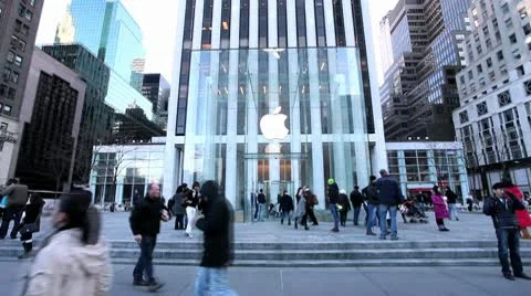 Apple Store 5th Avenue New York City time lapse 25P Stock Footage