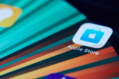 Apple store app on smartphone Stock Photos