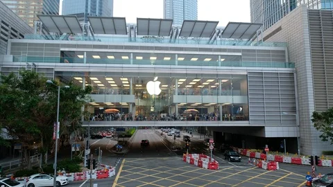 Apple Store in Central District Stock Footage 96186619