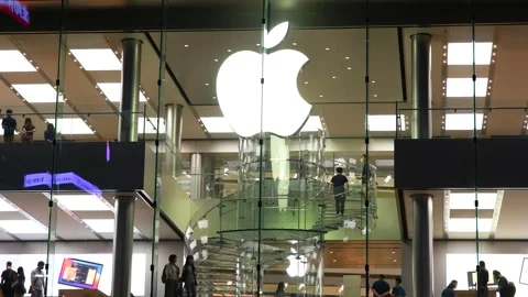 Apple Store, Central Financial district, Hong Kong, China. Stock Footage 161313485