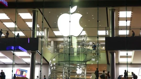 Apple Store, Central Financial district, Hong Kong, China. Stock Footage 161315431
