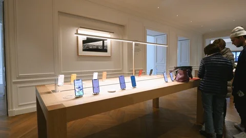 Apple Store Champs-Elysees iconic store Paris Stock Footage 105486076