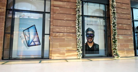 Apple Store Displaying New iPad and Vision Pro VR Headset Stock Footage 303678073