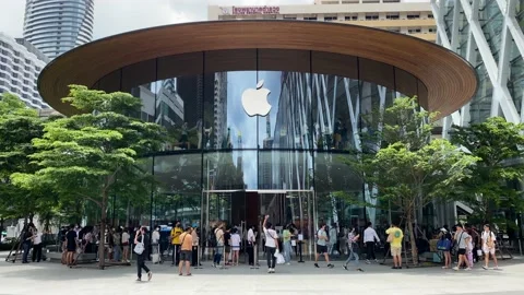 Apple Store during the 1st day of sale for the iPhone 14, Bangkok, Thailand 4K Stock Footage 210427361
