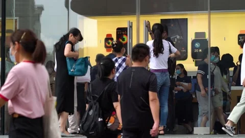 Apple Store during Covid19 Stock Footage 138392699
