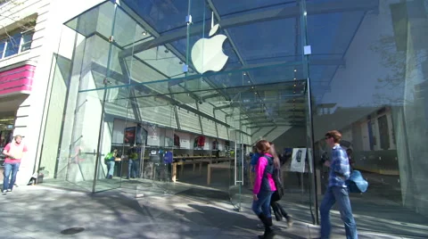 Apple Store Front Window Stock Footage 65429639