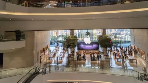 Apple store Icon Siam mall Bangkok Time lapse, Hyperlapse, Thailand - 10.02.2024 Stock Footage 267563697