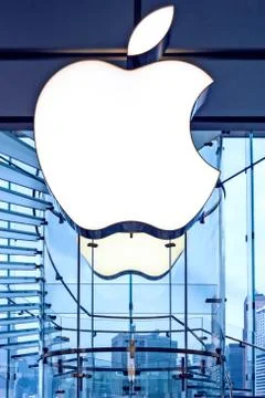 Apple store sign close up Stock Photos