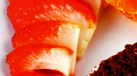 Apple strawberry and cake 스톡 동영상 27523372
