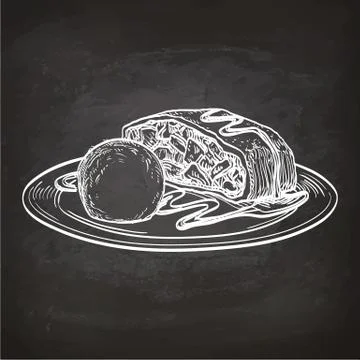 Apple strudel on chalkboard. Stock Illustration