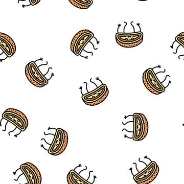Apple strudel dessert character vector seamless pattern Stock Illustration