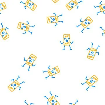 Apple strudel dessert character vector seamless pattern Stock Illustration