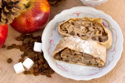 Apple strudel pie Stock Photos