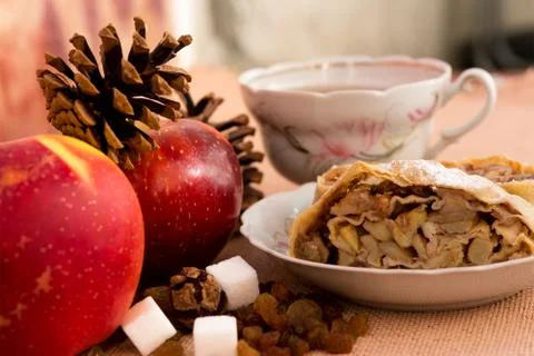 Apple strudel pie Stock Photos