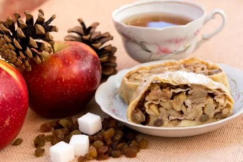 Apple strudel pie Stock Photos