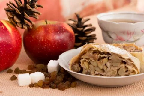 Apple strudel pie Stock Photos