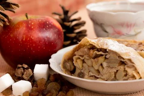 Apple strudel pie Stock Photos