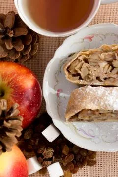 Apple strudel pie Stock Photos