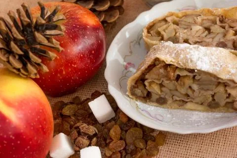Apple strudel pie Stock Photos