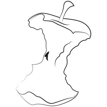 Apple stub linear icon. Thin line design Stock Illustration
