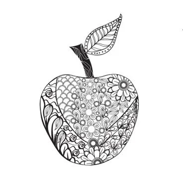 Apple style for coloring book. Illustrazione stock