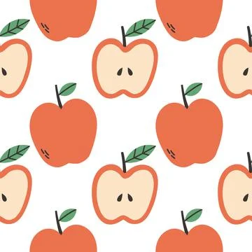 Apple summer pattern on white background. Simple seamless pattern with apples Stock Illustration
