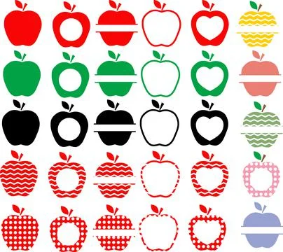 Apple svg vector Illustration. apple teacher monogram frame. Stock Illustration