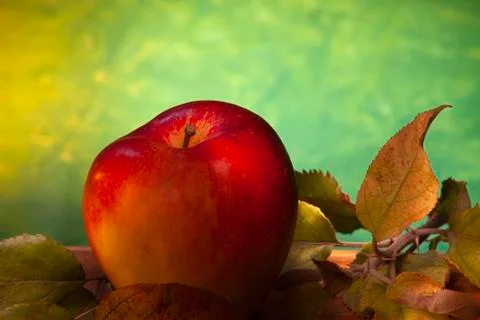 Apple on table Stock Photos