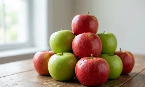 Apple on the table Stock Photos