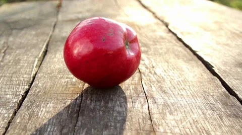 Apple on the table(rolls) Stock Footage 32225317