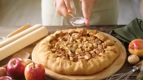 Apple tart or apple pie Stock Footage 254979527