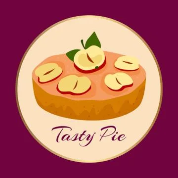 Apple tasty pie on background, vector illustration. Bakery sweet food dessert Stock Illustration