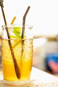 Apple tea with ice Stock Photos