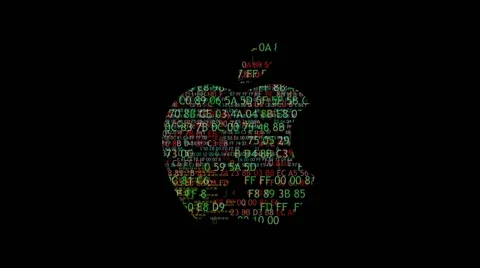 Apple Technology. The concept of Apple code Stock Footage