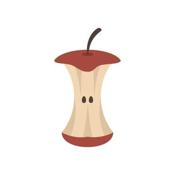 Apple trash icon flat vector. Waste food Stock Illustration