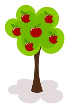 Apple tree with  bitten apples. vector Illustrazione stock