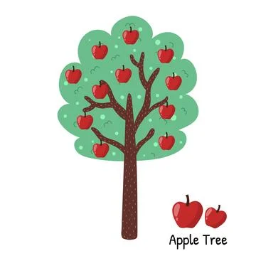 Apple tree in cartoon style. Fruit tree isolated element Stock Illustration