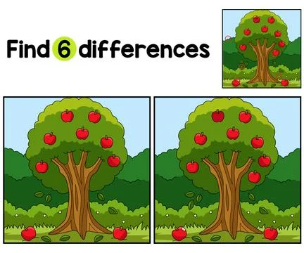 Apple Tree Farm Find The Differences Stock Illustration