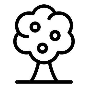 Apple tree growing with fruits on branches line icon Stock Illustration
