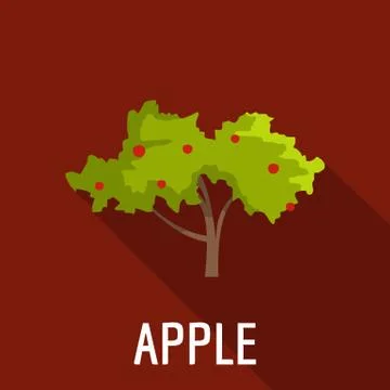 Apple tree icon, flat style Stock Illustration