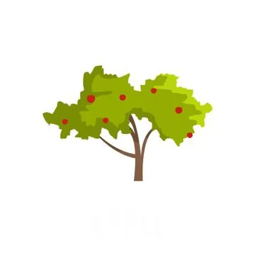 Apple tree icon, flat style Stock Illustration