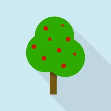 Apple tree icon, flat style Stock Illustration