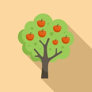 Apple tree icon flat vector. Plant bush Stock Illustration